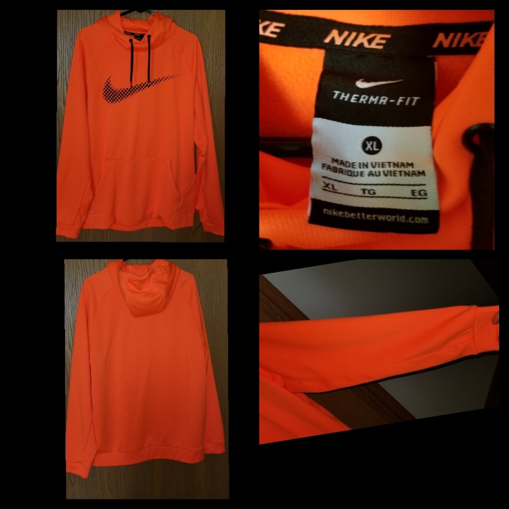 Men's Nike Dry Fit Hooded Sweatshirt Orange XL